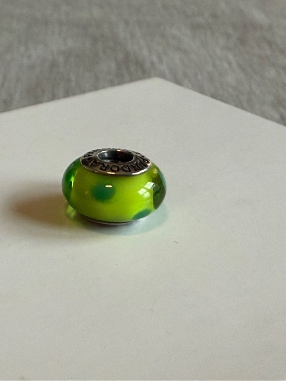 Pandora Bright Lime and Teal Glass Charm Bead